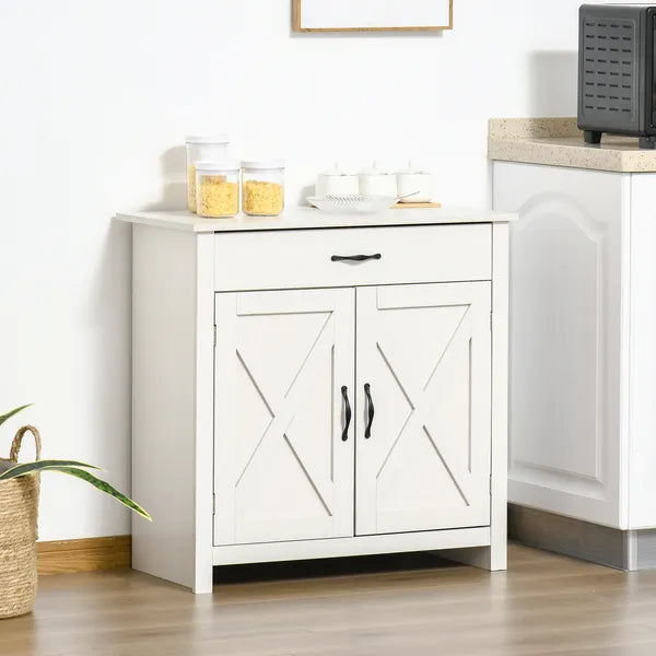 HOMCOM 32 Inch Farmhouse Sideboard Buffet Cabinet with Drawer, Barn Door Style Accent Cabinet Organizer for Kitchen, Living Room and Entryway - product image 2