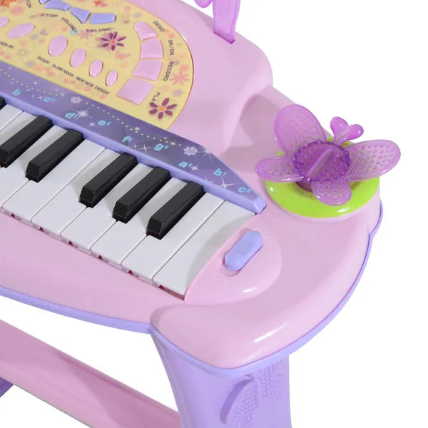 Qaba 32-Key Princess Electronic Toy Piano for Kids, Educational Keyboard Piano with Stool, MP3, Record, Flashing Lights, Microphone for 3-6 Years - product image 8