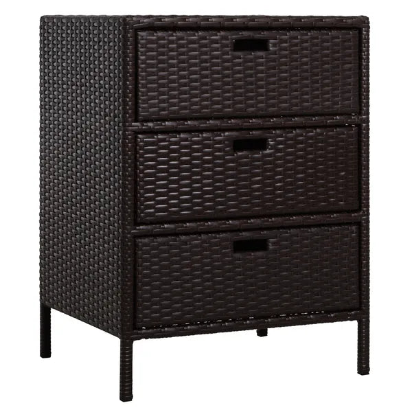 Outsunny 32" Poolside Rattan Wicker Patio Organizer Storage Cabinet with 3 Large Drawers and Weather-Fighting Materials - product image 1