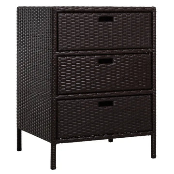 Outsunny 32" Poolside Rattan Wicker Patio Organizer Storage Cabinet with 3 Large Drawers and Weather-Fighting Materials - product image 1