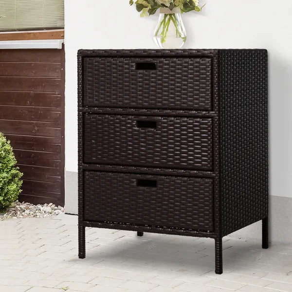 Outsunny 32" Poolside Rattan Wicker Patio Organizer Storage Cabinet with 3 Large Drawers and Weather-Fighting Materials - product image 10
