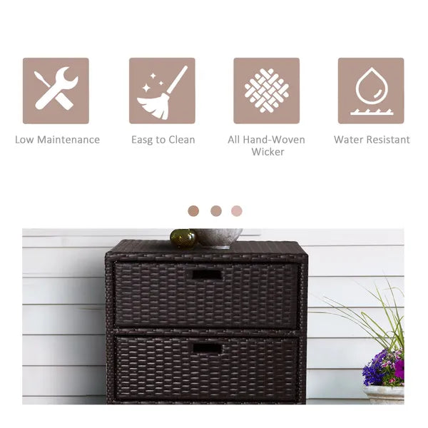 Outsunny 32" Poolside Rattan Wicker Patio Organizer Storage Cabinet with 3 Large Drawers and Weather-Fighting Materials - product image 6