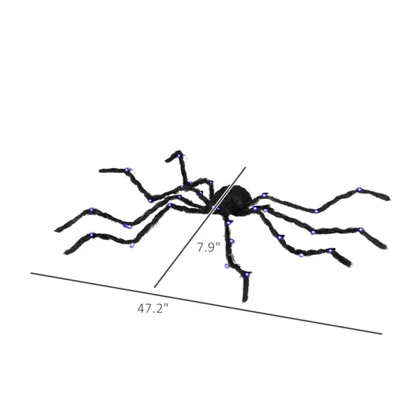 HOMCOM 47.2 Inch Light-Up Oversized Halloween Spider with Bendable Legs Black - product image 3