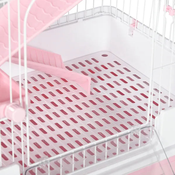 32 Inch 6 Level Small Animal Cage with Wheels and Slide Out Tray, Pink - product image 10