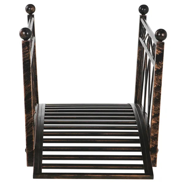 Outsunny 3.3 ft Metal Arch Zen Garden Bridge with Safety Siderails, Decorative Footbridge, Delicate Scrollwork and Corner Spheres for Stream - product image 7