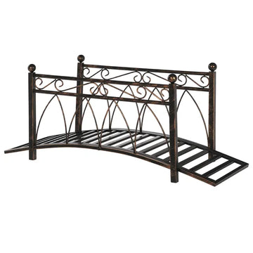 Outsunny 3.3 ft Metal Arch Zen Garden Bridge with Safety Siderails, Decorative Footbridge, Delicate Scrollwork and Corner Spheres for Stream - product image 1