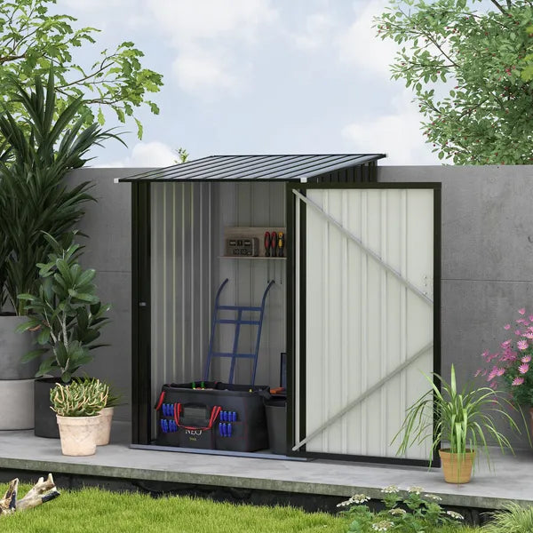 3.3 x 3.4 ft Metal Lean To Garden Storage Shed with Lockable Door, Dark Gray - product image 13