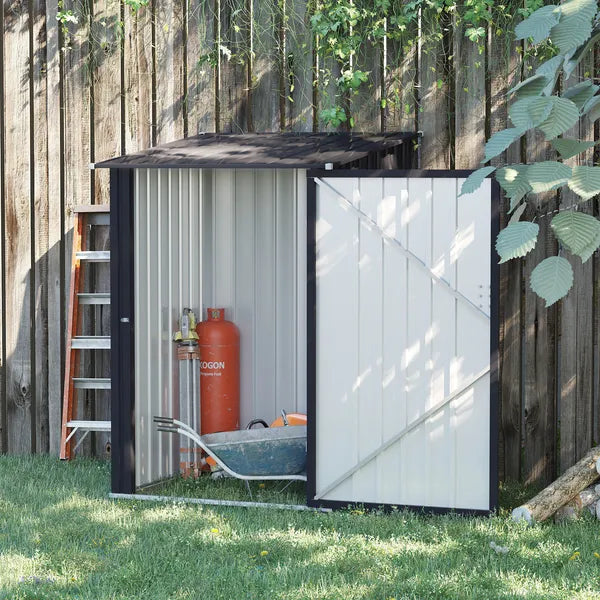3.3 x 3.4 ft Metal Lean To Garden Storage Shed with Lockable Door, Dark Gray - product image 2