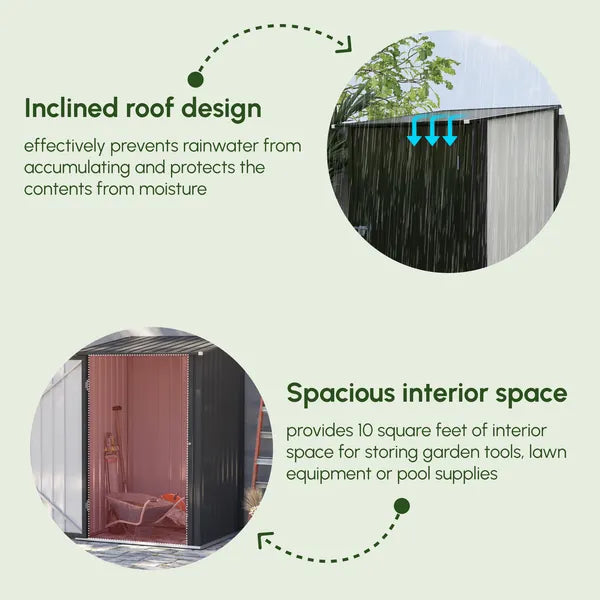 3.3 x 3.4 ft Metal Lean To Garden Storage Shed with Lockable Door, Dark Gray - product image 4