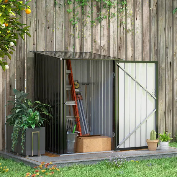 3.3 x 3.4 ft Metal Lean To Garden Storage Shed with Lockable Door, Dark Gray - product image 11