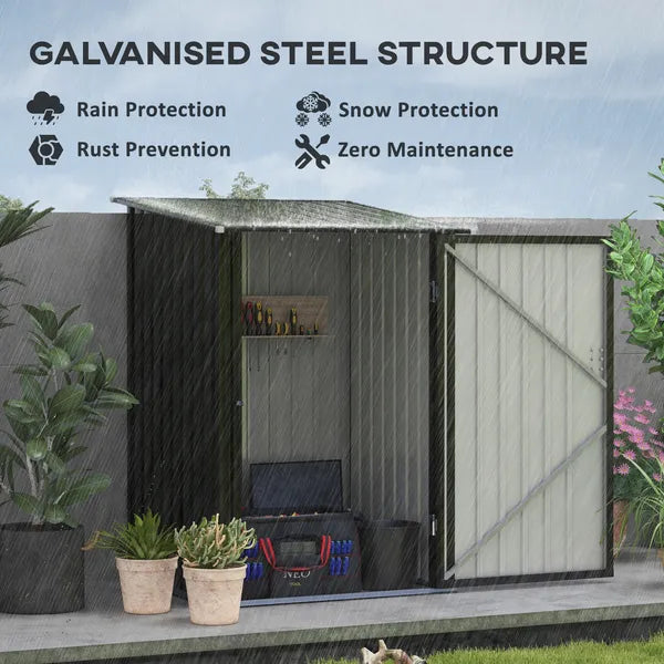 3.3 x 3.4 ft Metal Lean To Garden Storage Shed with Lockable Door, Dark Gray - product image 6