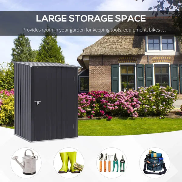 3.3 x 3.4 ft Metal Lean To Garden Storage Shed with Lockable Door, Dark Gray - product image 8