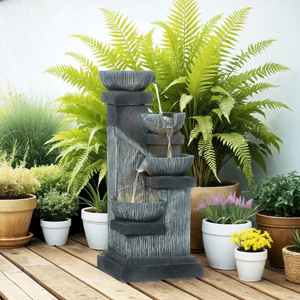 Outsunny 33.5 Inch Water Fountain, 4-Tier Resin Cascading Bowls Outdoor Waterfall Fountain with LED Lights, Pump - product image 8