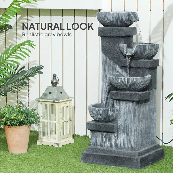Outsunny 33.5 Inch Water Fountain, 4-Tier Resin Cascading Bowls Outdoor Waterfall Fountain with LED Lights, Pump - product image 6