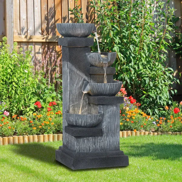 Outsunny 33.5 Inch Water Fountain, 4-Tier Resin Cascading Bowls Outdoor Waterfall Fountain with LED Lights, Pump - product image 9