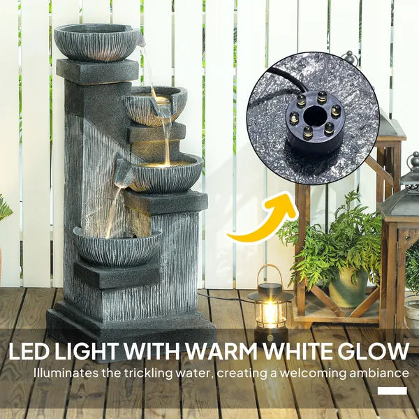 Outsunny 33.5 Inch Water Fountain, 4-Tier Resin Cascading Bowls Outdoor Waterfall Fountain with LED Lights, Pump - product image 4