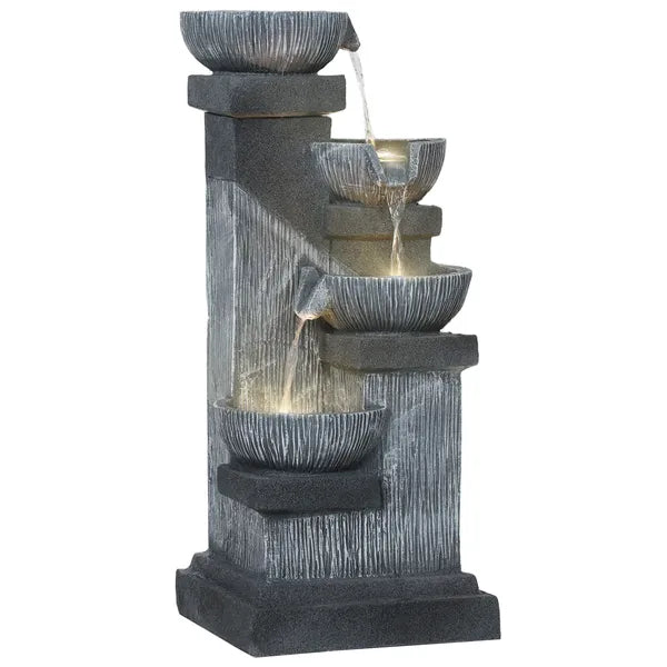 Outsunny 33.5 Inch Water Fountain, 4-Tier Resin Cascading Bowls Outdoor Waterfall Fountain with LED Lights, Pump - product image 11