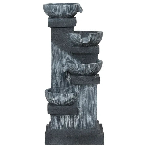 Outsunny 33.5 Inch Water Fountain, 4-Tier Resin Cascading Bowls Outdoor Waterfall Fountain with LED Lights, Pump - product image 1