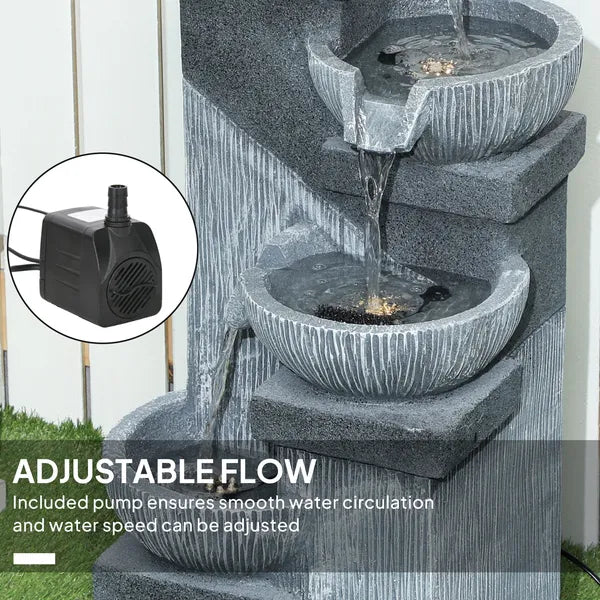Outsunny 33.5 Inch Water Fountain, 4-Tier Resin Cascading Bowls Outdoor Waterfall Fountain with LED Lights, Pump - product image 5