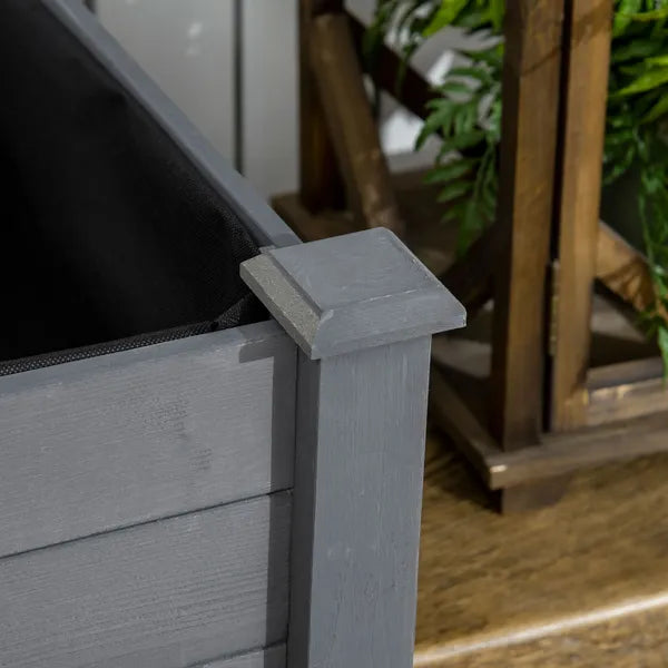 34" Elevated Garden Bed Dark Gray Wooden Planter Box with Drainage Holes for Vegetables Herbs Flowers Backyard Use - product image 8