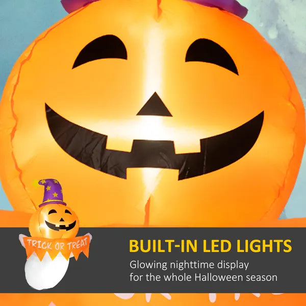3.4 Ft Inflatable Halloween Window Sticker Ghost with Orange Face, Blow Up LED Display for Garden Indoor Outdoor - product image 4