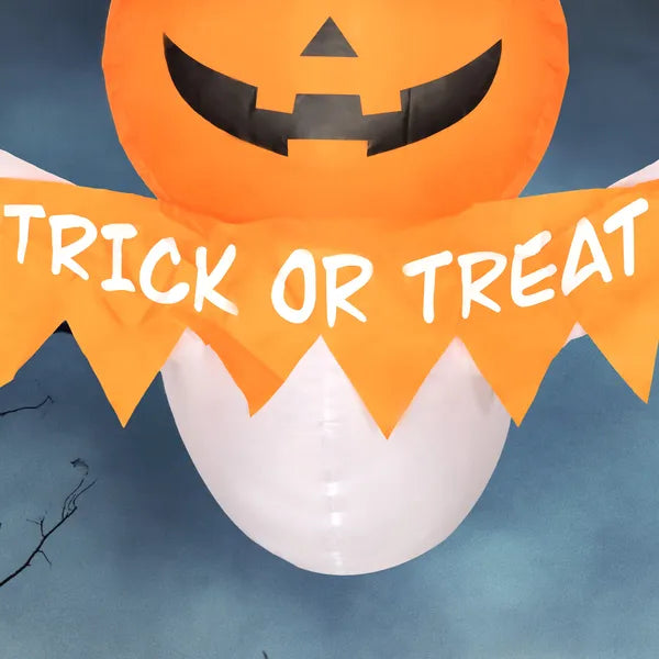 3.4 Ft Inflatable Halloween Window Sticker Ghost with Orange Face, Blow Up LED Display for Garden Indoor Outdoor - product image 8