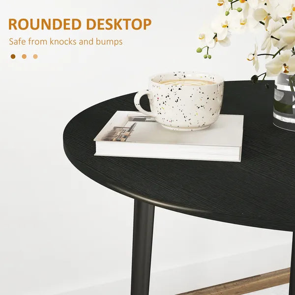 HOMCOM 35" Round Folding Dining Table Distressed Black Solid Wood Legs Drop Leaf for Kitchen Dining Room - product image 7