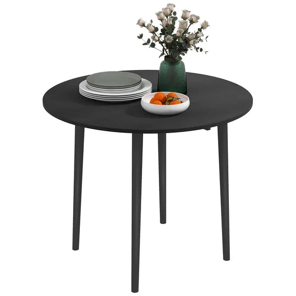 HOMCOM 35" Round Folding Dining Table Distressed Black Solid Wood Legs Drop Leaf for Kitchen Dining Room - product image 11