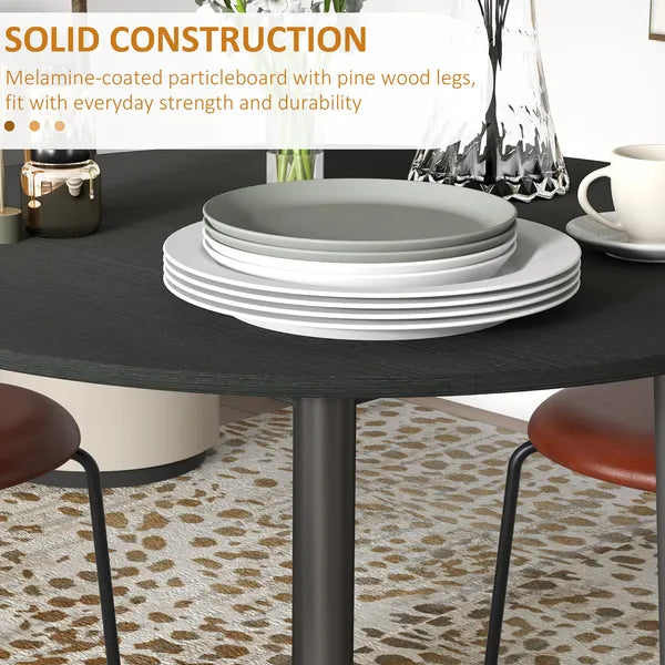 HOMCOM 35" Round Folding Dining Table Distressed Black Solid Wood Legs Drop Leaf for Kitchen Dining Room - product image 6