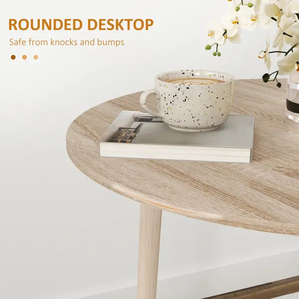 HOMCOM 35" Round Folding Dining Table, Drop Leaf for Small Spaces, Solid Wood Legs, Small Kitchen Table, Oak - product image 7
