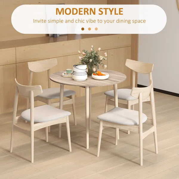 HOMCOM 35" Round Folding Dining Table, Drop Leaf for Small Spaces, Solid Wood Legs, Small Kitchen Table, Oak - product image 5