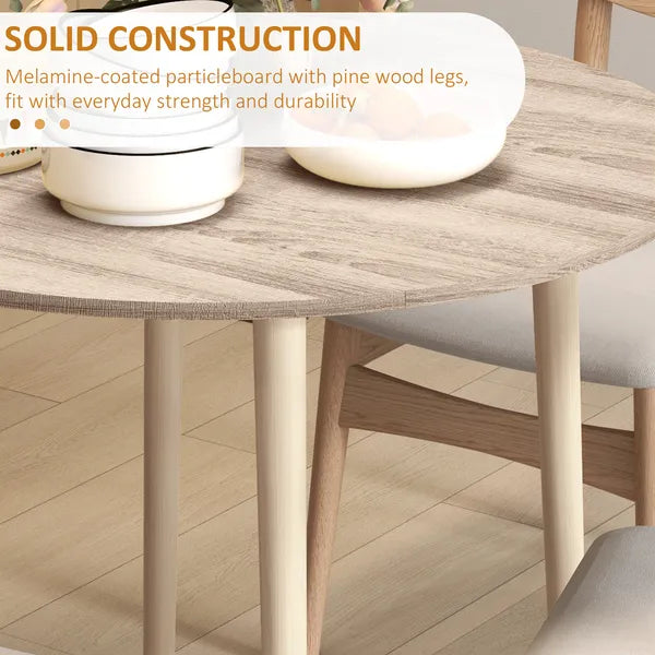 HOMCOM 35" Round Folding Dining Table, Drop Leaf for Small Spaces, Solid Wood Legs, Small Kitchen Table, Oak - product image 6