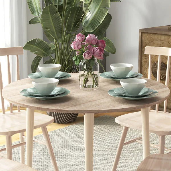 HOMCOM 35" Round Folding Dining Table, Drop Leaf for Small Spaces, Solid Wood Legs, Small Kitchen Table, Oak - product image 8