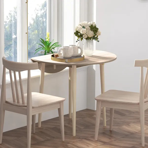 HOMCOM 35" Round Folding Dining Table, Drop Leaf for Small Spaces, Solid Wood Legs, Small Kitchen Table, Oak - product image 10