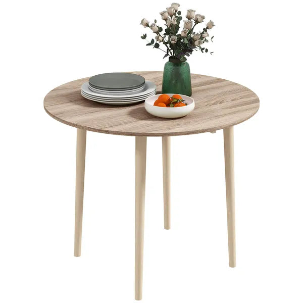 HOMCOM 35" Round Folding Dining Table, Drop Leaf for Small Spaces, Solid Wood Legs, Small Kitchen Table, Oak - product image 11