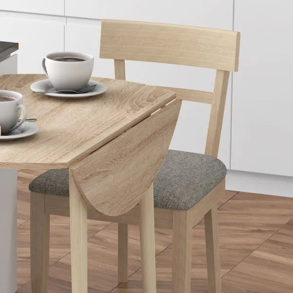 HOMCOM 35" Round Folding Dining Table, Drop Leaf for Small Spaces, Solid Wood Legs, Small Kitchen Table, Oak - product image 9