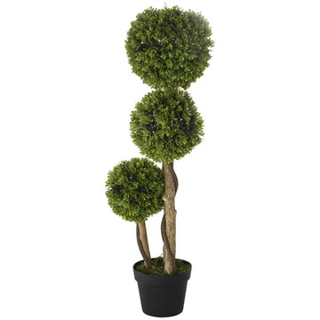 35.5" Faux Boxwood Triple Sphere Topiary, Light Green, Indoor and Outdoor Decor, Potted - product image 1