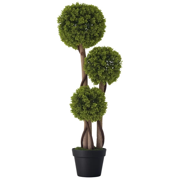 35.5" Faux Boxwood Triple Sphere Topiary, Light Green, Indoor and Outdoor Decor, Potted - product image 11