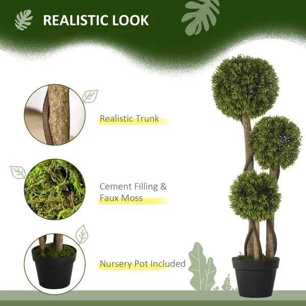 35.5" Faux Boxwood Triple Sphere Topiary, Light Green, Indoor and Outdoor Decor, Potted - product image 4