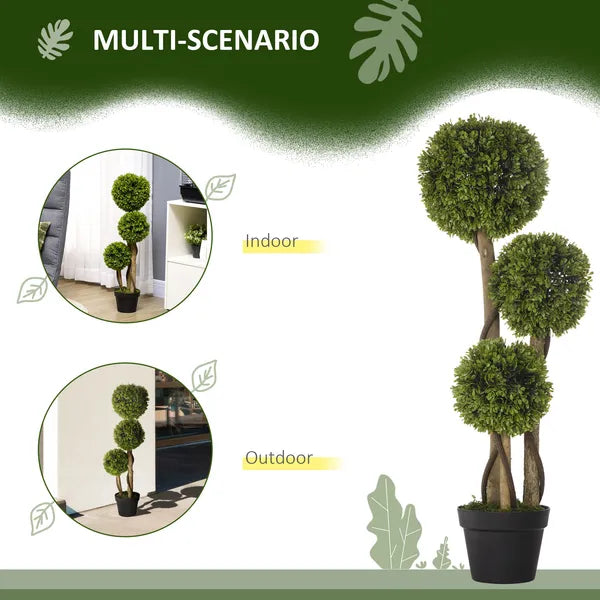35.5" Faux Boxwood Triple Sphere Topiary, Light Green, Indoor and Outdoor Decor, Potted - product image 5