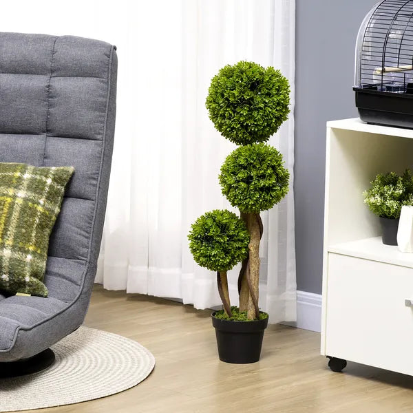 35.5" Faux Boxwood Triple Sphere Topiary, Light Green, Indoor and Outdoor Decor, Potted - product image 2
