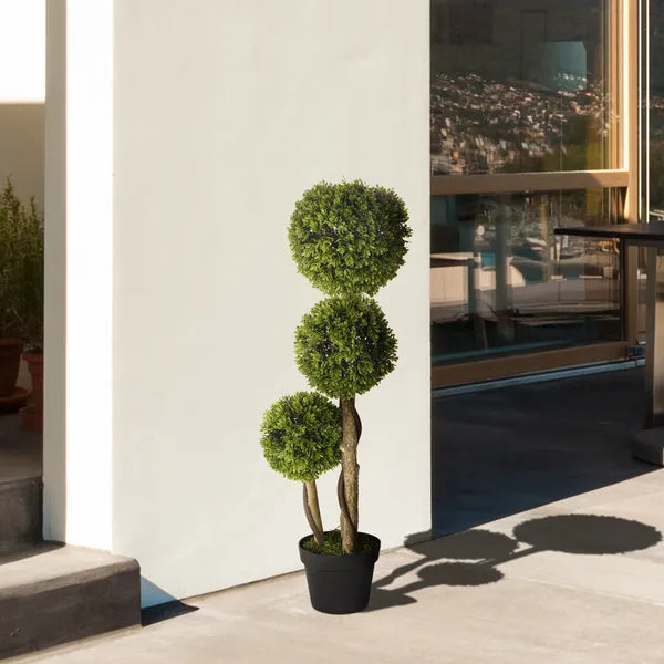 35.5" Faux Boxwood Triple Sphere Topiary, Light Green, Indoor and Outdoor Decor, Potted - product image 7