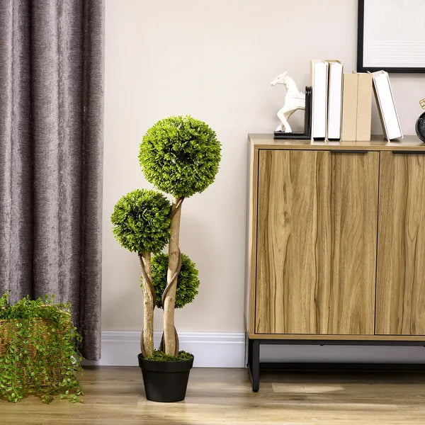 35.5" Faux Boxwood Triple Sphere Topiary, Light Green, Indoor and Outdoor Decor, Potted - product image 10