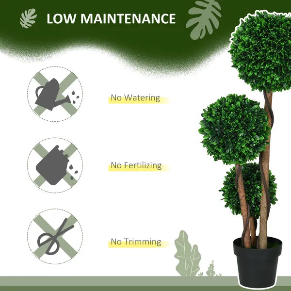3.5ft Artificial Tree, Triple Ball Boxwood Topiary with Pot and Sandalwood Leaves, for Indoor Outdoor Home - product image 5