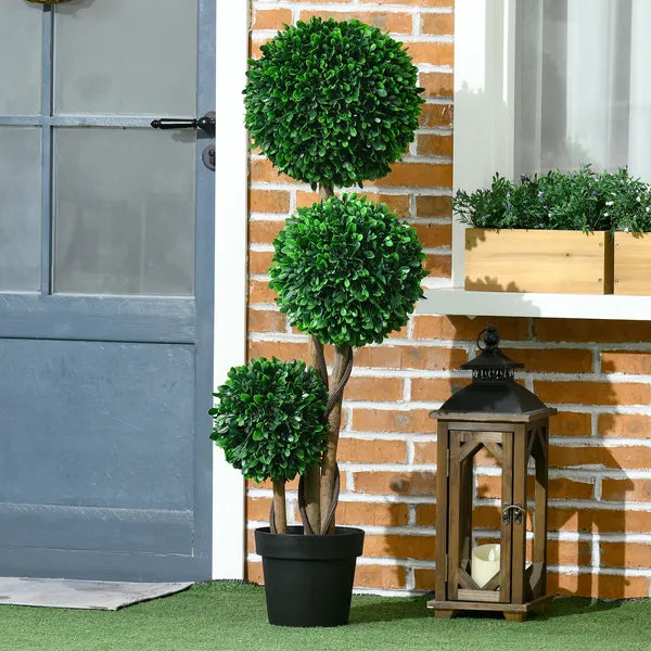 3.5ft Artificial Tree, Triple Ball Boxwood Topiary with Pot and Sandalwood Leaves, for Indoor Outdoor Home - product image 10