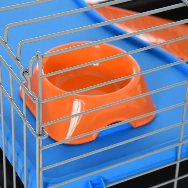 35L Bunny Hutch Rolling Small Animal Cage Guinea Pig Home with Food Dish Water Bottle Hay Feeder Ramp Black - product image 8