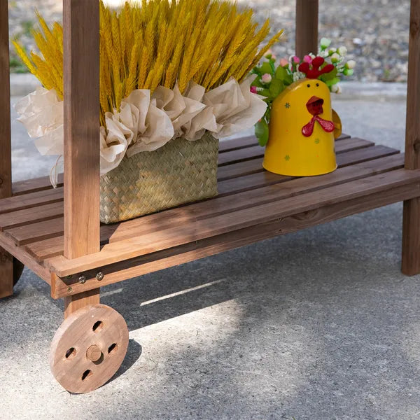 Outsunny 36" Wooden Potting Bench Work Table with 2 Removable Wheels, Garden Workstation with Removable Sink, Drawer and Large Storage Spaces, Brown - product image 8