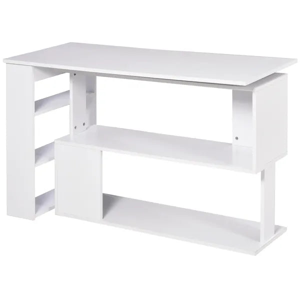 HOMCOM 360 Degree Rotating Home Office Desk L Shaped Corner Computer Desk with Storage Shelves, Writing Table Workstation, White - product image 12