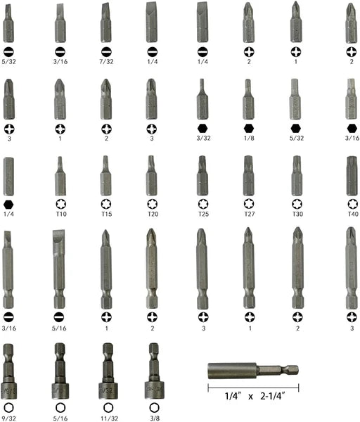 37 Piece Impact Screwdriver Bit and Nut Driver Set with Torx and Phillips Bits - product view 2