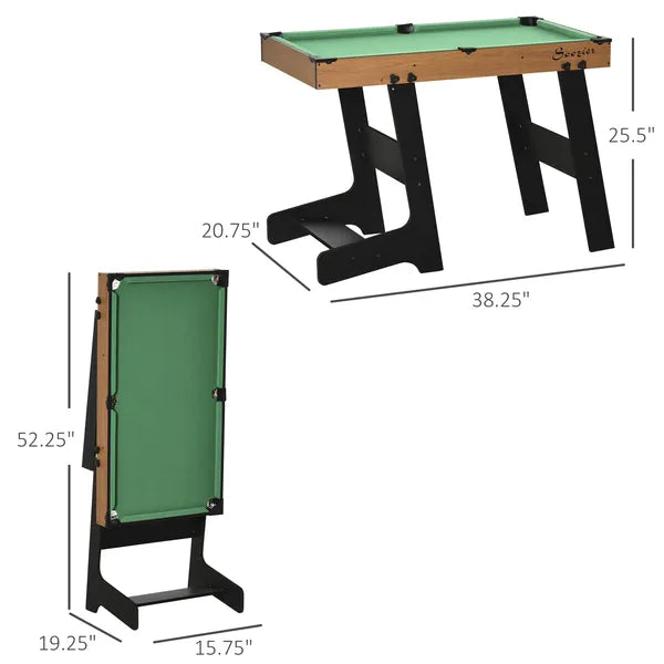 38" Foldable Billiards Tabletop Game, Complete Pool Table Set for Family Fun, Includes Balls, Cues, Chalk, Brush, for Game Room - product image 3